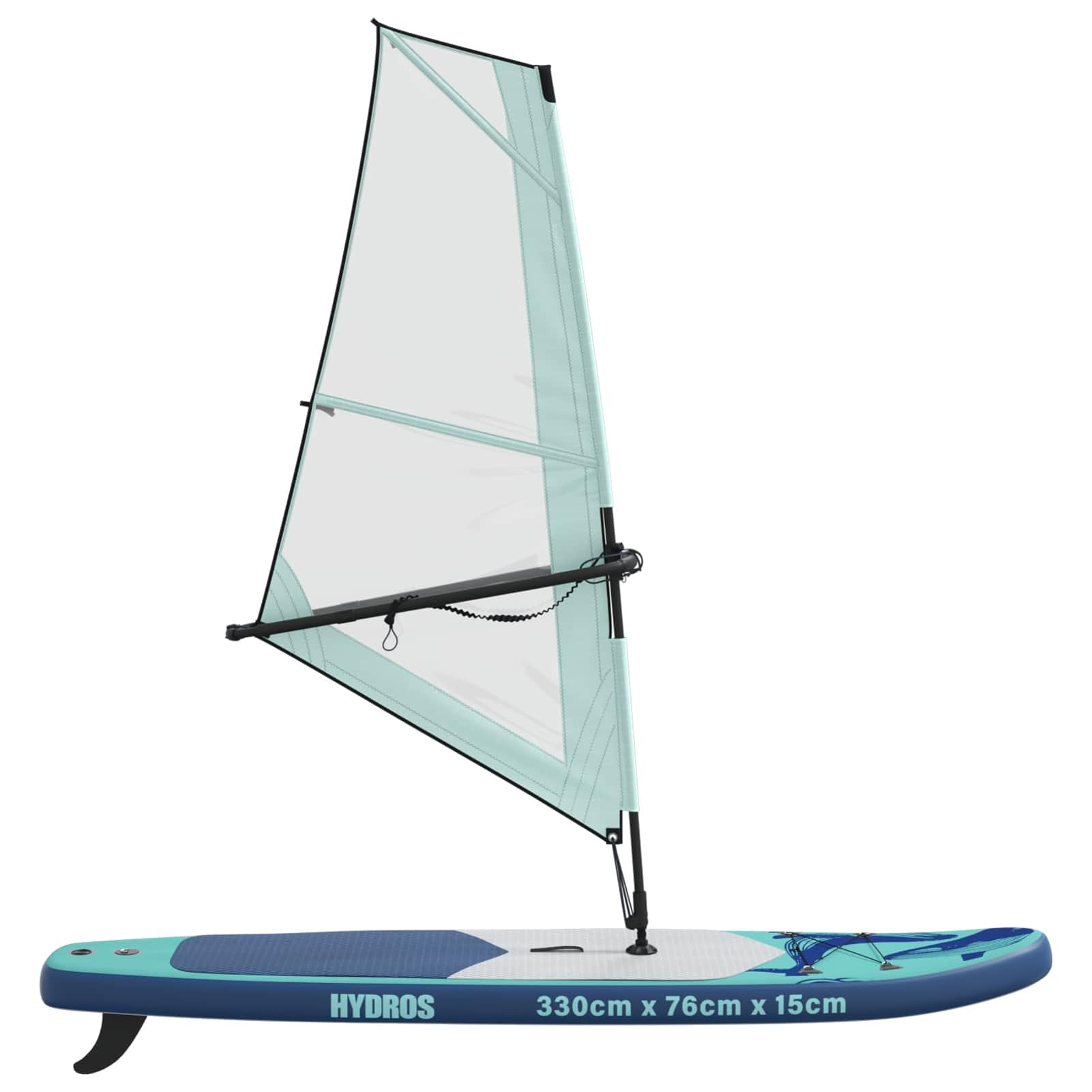 Anself Aufblasbares SUP Board mit Windsurf-Set Blau, 330x76x15cm, PVC, 140kg Tragfähigkeit, inkl. Pumpe, Paddel, Segel, Tasche, Ideal für Erwachsene, Stand Up Paddle & Windsurfen 42039139