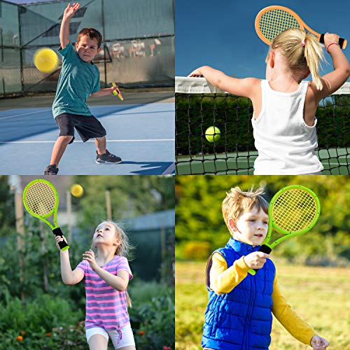 Tennis Racket Set for Children,17 Inch Racquet with 3 Soft Balls,1 Tennis Ball and 4 Badminton Balls for Toddler Indoor/Outdoor Sports