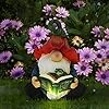 Garden gnome statue resin gnome figurine hugging turtle reading book with solar led lightsoutdoor summer decorations for patio yard lawn porchgarden ornament gift  urban country home decor