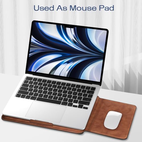 Image of Fintie Sleeve Case for MacBook Neo 13 Inch, MacBook Air 13.6 /13.3 Inch, MacBook Pro 13 Inch, Other Up to 13 inch Laptop Tablet - Slim Bag Cover with Stand, Synthetic Leather, Magnetic Closure, Brown