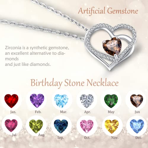 Misumor 925 Sterling Silver Necklaces For Women Silver Gold Rosegold Heart Pendant With Birthstone Jewelry Gifts For Girlfriend Mom Wife On Birthday Anniversary Valentines Day (Sliver-06-June) #TOP2