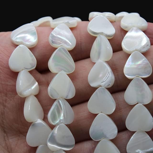 Cuentas de concha de corazón blanco natural, cuentas de nácar, de agua dulce, para hacer joyas, bricolaje, collar, pulsera, accesorios hechos a mano