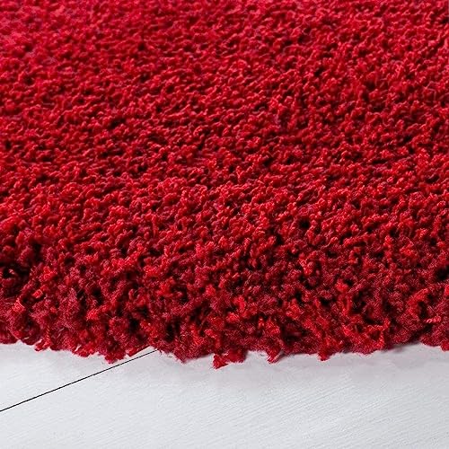 Image of Soft Plain Shaggy Rugs and Carpet for Bedroom Living Room 2x5 Feet Red Color