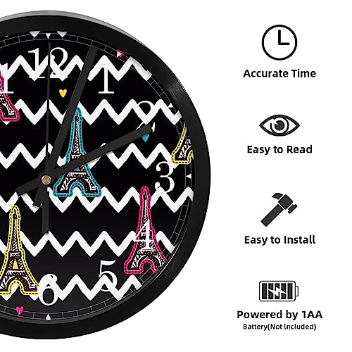 Horloge murale pour maison et cuisine au style Tour Eiffel zigzag moderne - 3