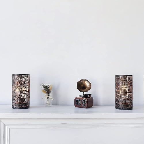 Miniatura 6 de JHY DESIGN Juego de 2 lámparas de metal de mesa negras alimentadas por batería, luz de acento inalámbrica con bombilla estilo Edison funciona con
