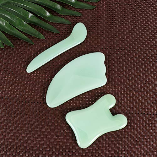 3 piezas de placas de jade para terapia de raspado, placas de tratamiento de color verde oliva con bordes lisos, accesorio duradero y de alta calidad, amigable con la piel miniatura 3