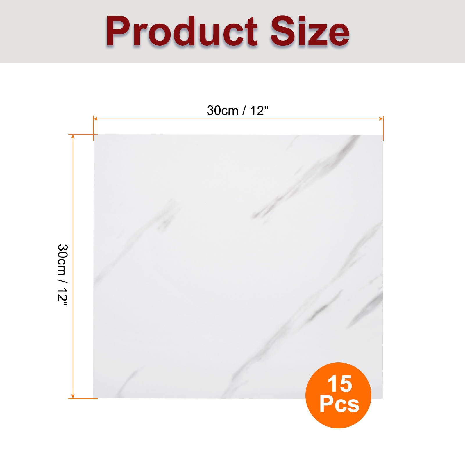 QUARKZMAN 15pz Piastrelle in Marmo Adesive, Pannello Murale Impermeabile per Retrocucina, 12"x12" Piastrelle Adesive in PVC per Doccia per Bagno, Cucina, Soggiorno, Design Bianco Elegante