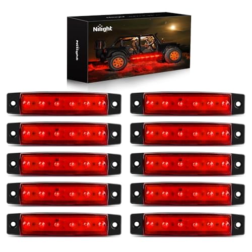 Nilight 10 PCS Red 3.8 Inch 6 LED Side Marker Front Rear Indicator Clearance Lamp for 12V Truck Trailer RV Cab Boat Bus Lorry by Nilight - Used condition - US$8.05