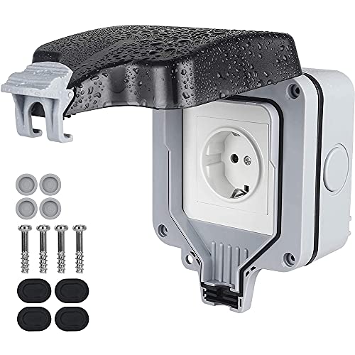 Außensteckdose IP66, Steckdose,Wetterfeste wasserdichte Steckdose,...