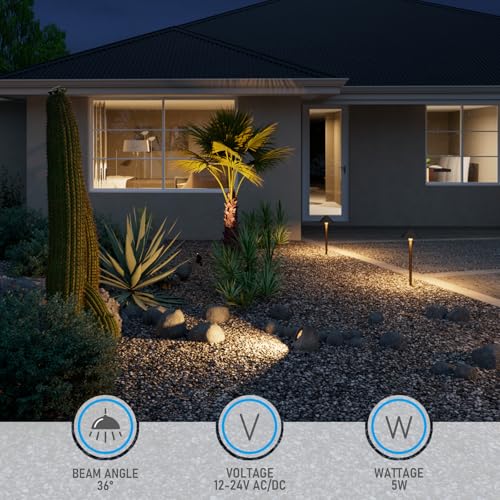 Image of LEONLITE 4-Pack 5CCT LED Rock Lights Outdoor, Round, Dark Gray