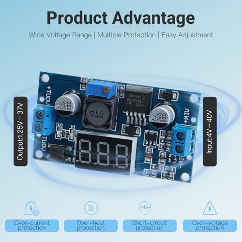 Módulo reductor ajustable DC-DC LM2596 azul, fuente de alimentación con pantalla LED 5