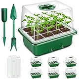 zociko Seed Trays 6 Packs, 72 Cells Propagators Growing Seedling Starter Lids Thicken Plant Germination Reusable Kit, Seed Starting Trays with Clear Lids Humidity Dome for Greenhouse, Garden