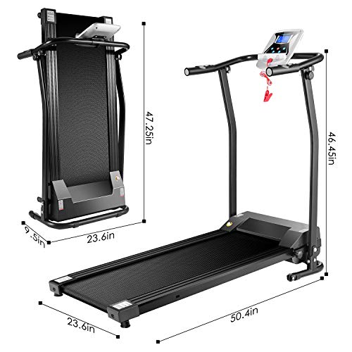 Mauccau Folding Electric Treadmill Exercise Machine with LCD Display Fitness Trainer Walking Running Machine for Home Gym (Black) - Thumbnail 5