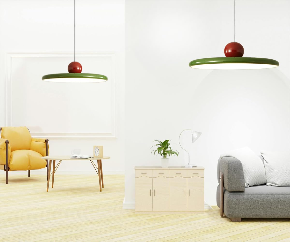 Lampadario Moderno UFO – Lampada a Sospensione LED 36W Dimmerabile,Altezza Regolabile con 3 Temperature di Colore,Plafoniera in Acrilico e Metallo per Sala da Pranzo,Soggiorno,Caffè (Verde)