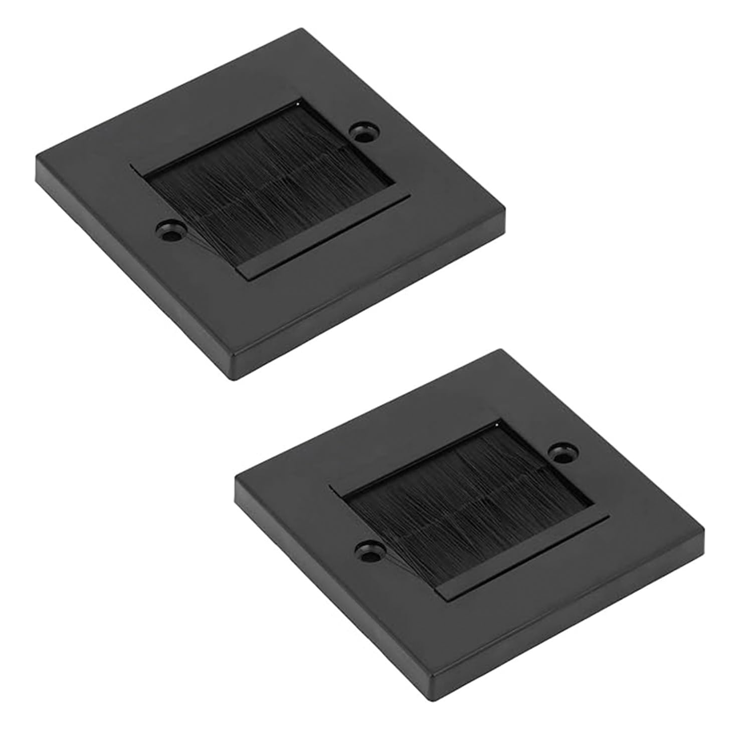 Gusoul 2 Pack Brush Wall Plate - Black Cable Entry Grommet with Soft Nylon Bristles, Dust Prevention for Wires, Homes, Offices, Schools - Includes 4 Screws