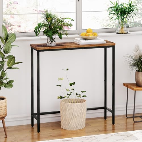 HOOBRO Narrow Console Table, 29.5" Small Entryway Table, Thin Sofa Side Display Table, for Hallway, Bedroom, Living Room, Foyer, Rustic Brown and Black BF75XG01 - image 9