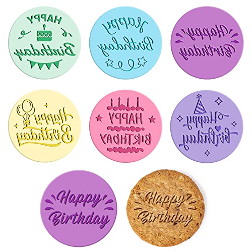 6 Pcs Baby Shower Fondant Embosser Cookie Stamps 3D Design Baby Shower Cookie Cutters Stamp for Party Decorating Fondant Icing Cupcake Cake(Birthday)
