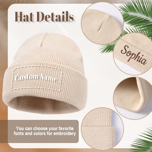 NIBESSER Mütze Personalisiert Bestickte Beanie Hat zum Personalisieren Unisex Wintermütze Mützen Bedrucken Mit Name oder Wunschtext Geschenk Herbst Winter