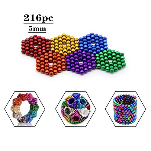 Luckyrao 216 cápsulas 5 Mm Bolas Magnéticos para El Desarrollo Inteligente Y La Descompresión Juguetes De Escultura De, Ideales para Enseñar En Casa En La Oficina Regalo (Color)