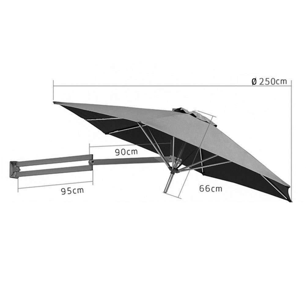 LYGSWDB Parasole 2,5 m ścienny balkonowy parasol tarasowy, meble ogrodowe środkowy kwadratowy montowany na ścianie wspornikowy uchylny parasol przeciwsłoneczny z metalowym słupkiem, biały