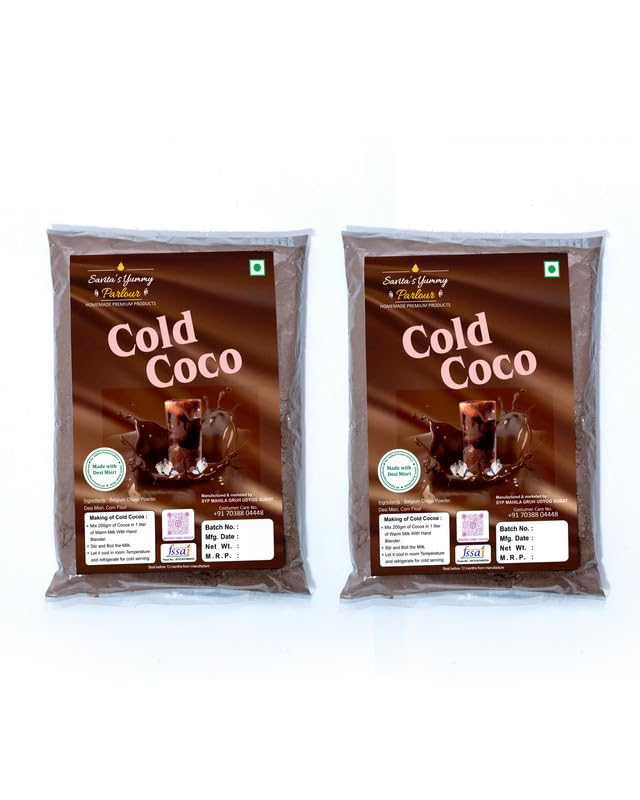Savita's Yummy Parlour Home Made Cold Coco Instant Powder Mix (200gm x Pack of 2) | Cocoa Powder | All Natural Ingredients | No Added Preservatives | Cold Cocoa Drink