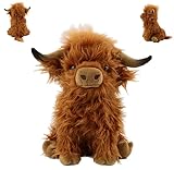 Material acogedor: este peluche de vaca relleno, animal de peluche de vaca de las tierras altas, animal de peluche de vaca marrón, juguete de peluche de vaca escocesa, juguete de peluche hecho con felpa de alta calidad y algodón PP que está suavemente lleno, no tóxico, agradable para la piel, suave. y cómodo. Transpirable, duradero y no se deforma fácilmente.