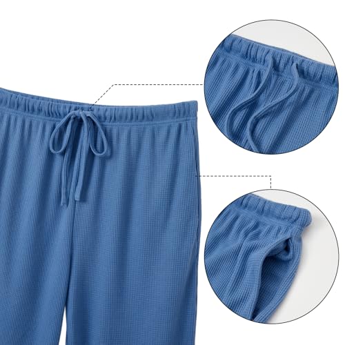 IFFEI Waffle Knit Family Matching Pajamas Sets 2 Piece Lounge Set Long Sleeve Soft Loungewear Sleepwear Joggers with Pockets3