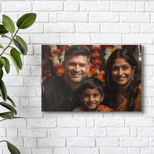 Image of Printodelivery Customised Canvas Photo with MDF & Wooden Frame (18 x 12 Inch), Personalized Photo Frame for Living Room, Birthday, Wedding, Anniversary, Office, Home Decor, Gifting / Customized Photo Frame for Wall