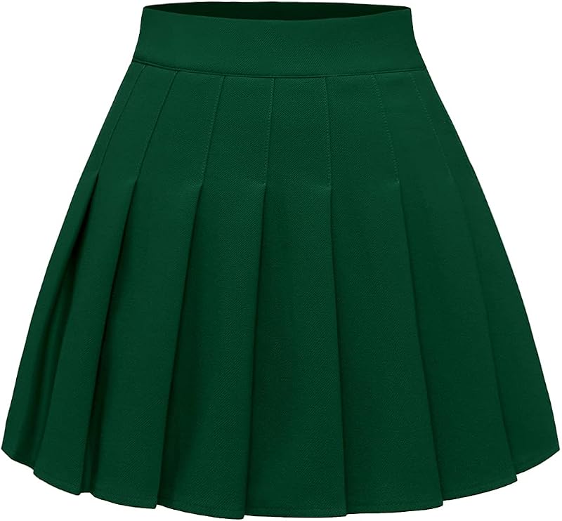 Faldas plisadas para mujer Minifalda skater de tenis de cintura alta | Trajes de uniforme escolar para mujer, faldas a cuadros y básicas, pollera de animadora, cintura elástica, corte A, ropa informal versátil