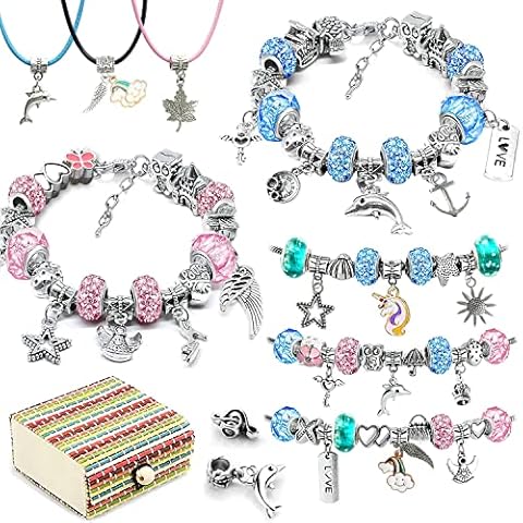 Jewellery Making Kit for Girls, Friendship Bracelet Making Kits for Girls Birthday Christmas Gifts with Charms Beads Necklace Chains Jewelry Supplies, Arts and Crafts Sets for Kids Age 8 9 10 11 12 Cover