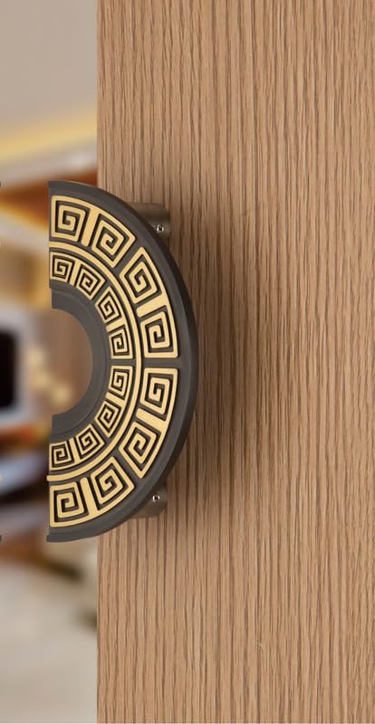 Image of COMPASS Brass 6-inch Round Shape Door Handle for Main Door and Pull-Push Handle of Home /Hotel /Office Door Hardware for Single and Double Door,RPH-102 - Pack of 1 Set (Brass Antique)