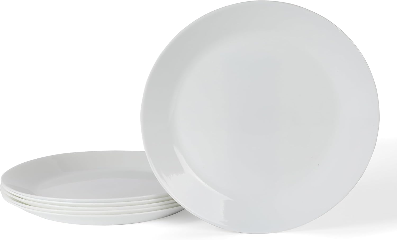 Martha Stewart Opalton 6-Piece 10-Inch Dinner Plates – Chip and Break Resistant Opal Glass Plates, Durable and Lightweight Dinnerware Set for Everyday Use