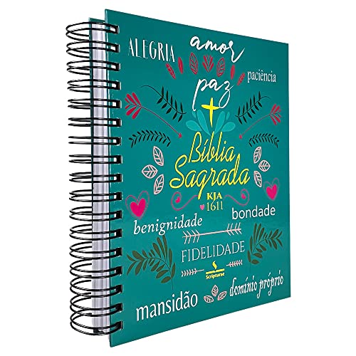 Bíblia de Anotações King James Atualizada Textos Coloridos Capa Dura Espiral Dons do Espírito
