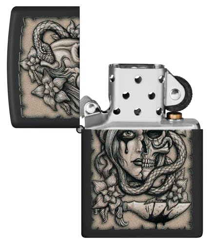 Image of Zippo Gory Tattoo Design, Black Matte, PPocket Fuel Refillable Windproof Lighter, BIS Certified