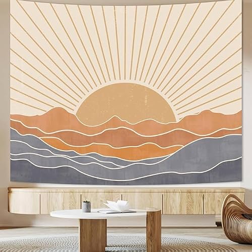 Apdidl Extra Large Boho Tapestry Wall Hanging for Bedroom Aesthetic 98"x118", Bohemian Vintage 70s Rainbow Sun Tapestries for Living Room, Big Retro Hippie Sunset Sea Backdrop for Dorm Room Decor