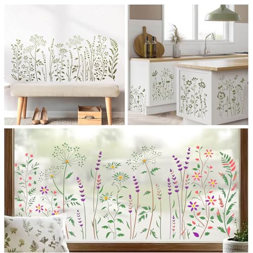 6-Piece Wildflower Stencil for Painting - Large Reusable Floral Design for DIY Furniture Decor | Modular Stencil Kit for Wood, Walls & Home Art by XIAOSHAN - Used condition - Image 5