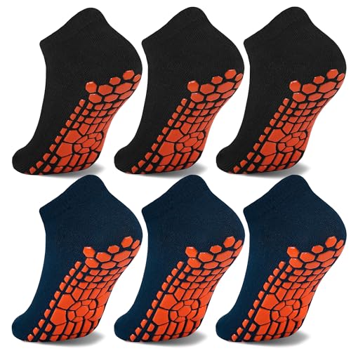 HYCLES Kids Non-Silp Ankle Socks with Girp- 6 Pairs Trampoline Unisex Toddler Socks Anti-Skid Socks for Children 2-5 Year