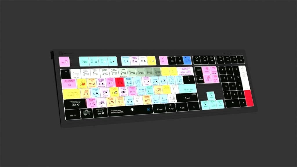 Logickeyboard Designed for Adobe Photoshop CC Compatible with macOS- Astra 2 Backlit Keyboard # LKB-PHOTOCC-A2M-US