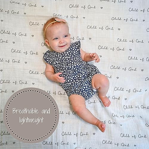 Image of LollyBanks Muslin Swaddle Blankets 2PACK, 100% Cotton Baby Blanket 47 x 47 Inches, Large Baby Swaddle Breathable, Muslin Blankets for Boys and Girls (Child of God and Noah's Ark Print)