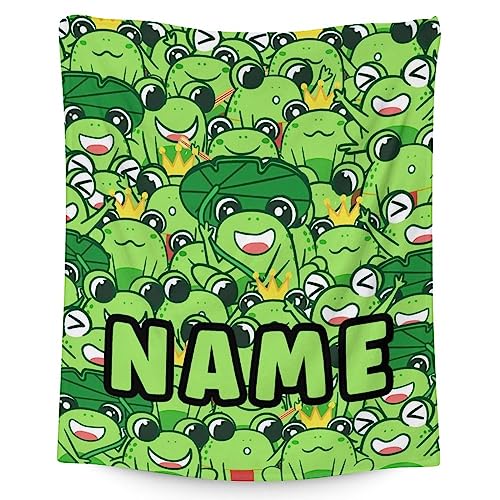 Mercuryelf Custom Frog Throw Blanket - Soft, Fuzzy & Warm - 50x60 Inches Flannel Blankets for Living Room, Sofa - Green Novelty Throws Gift for Teens