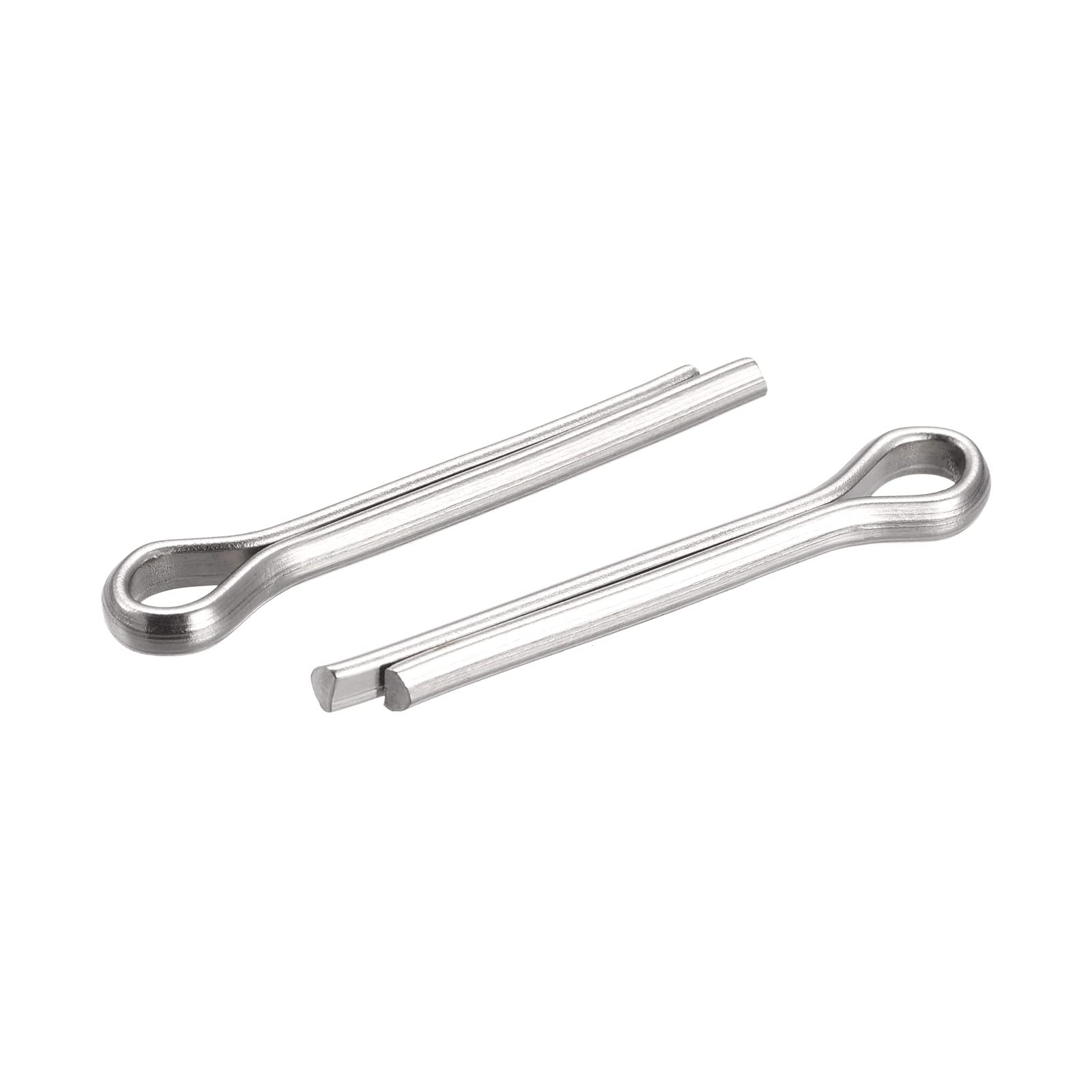 sourcing map Split Cotter Pin, 4mm x 25mm Stainless Steel Clip Fastener Fitting for Automotive, Mechanics, Silver Tone, 30Pcs — image 1