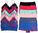 ToBeInStyle Girl's Pack of 6 Set of Spaghetti Strap Bras and Boyshorts or Bikinis