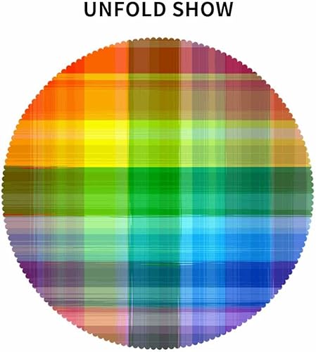 Miniatura 7 de Mantel redondo a cuadros vintage con diseño de arco iris, a cuadros, geométrico, resistente a las manchas, lavable, de poliéster, para comedor,