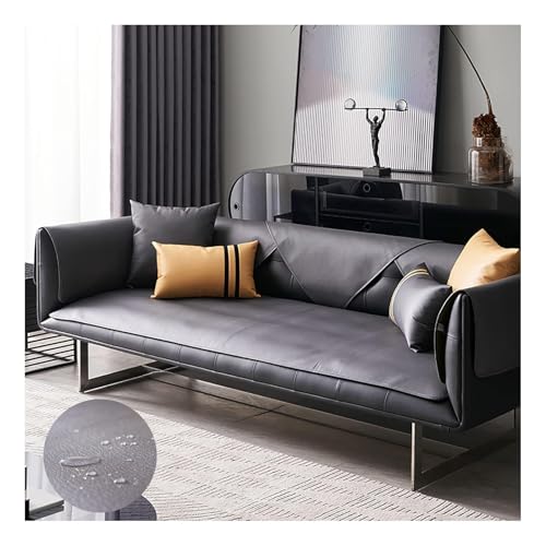 HonunGron Funda De Sofá De Cuero Sintético 1 2 3 4 Plazas, Manta De Sofá Antideslizante, Fundas de Sofá Impermeable para Esquina en Forma de L, Protector de Muebles (Negro,60x120cm)
