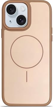 Ehr. iPhone 13/14/15 ile Uyumlu MagSafe Wireless  arj  zellikli K l f, Kamera Korumal , Yumu ak Dokulu Darbe Emici Premium Arka Kapak Kahverengi, iPhone 13/14/15