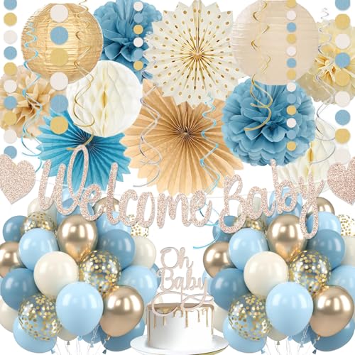 Décorations de fête prénatale bleu poussiéreux pour garçons kit arche