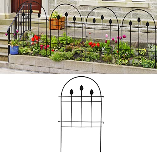 Elegreen Decorative Garden Fence 29.5'' High X 14.6'' Wide 5 Panels Galvanized Outdoor Rustproof Metal Landscape Wire Fencing Patio Fences Moveable Flower Bed Animal Dogs Barrier Border #TOP4