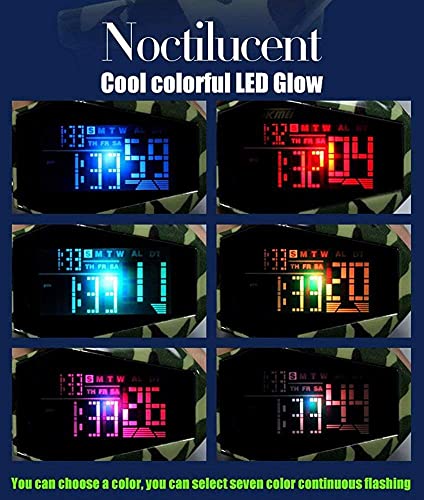 FANMIS Military Cool LED Display Colorful Light Digital Hunter Camo Silicone Sport Stealth Fighter Style Watch2