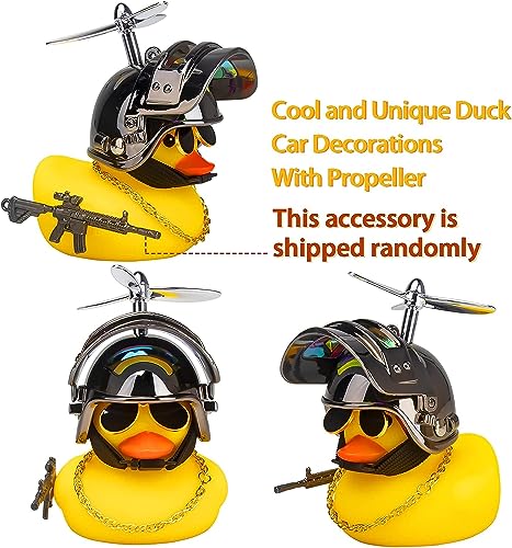 Image of wonuu 2Pcs Rubber Duck Car Ornaments, Squeeze Duck Dashboard Decorations Bicycle Decor for Cycling Motorcycle & Bicycle Accessories Decorations (X-Gold&Black)