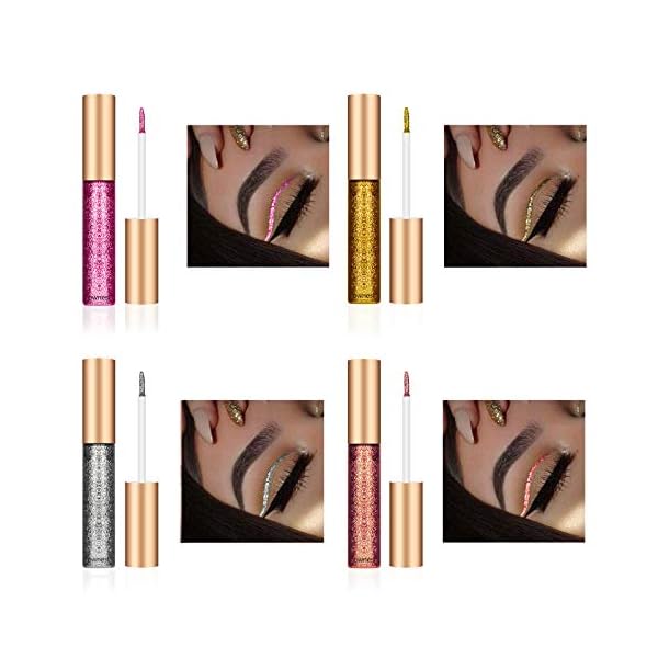 Ownest 10 Colors Liquid Glitter Eyeliner, Metallic Shimmer Glitter Eyeshadow, Long Lasting Waterproof Shimmer Sparkling Eyeliner Eye Shadow-10pcs